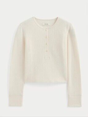 Everlane Boxy Henley In Cozy Waffle Knit Top . Size Xs